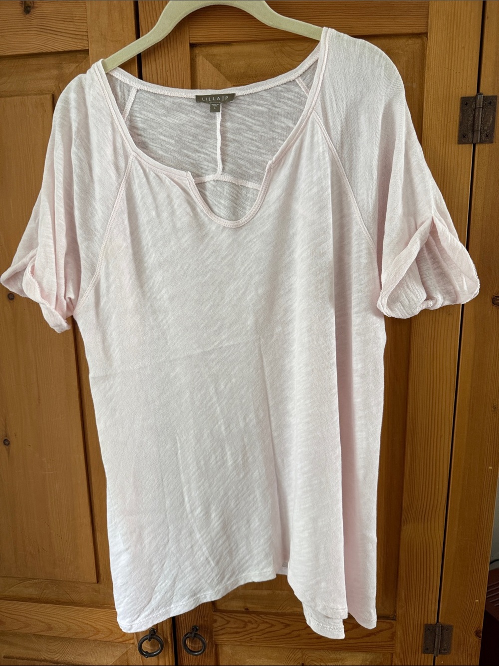 Lilla|P, pale pink top, 100%cotton, large. NWOT.